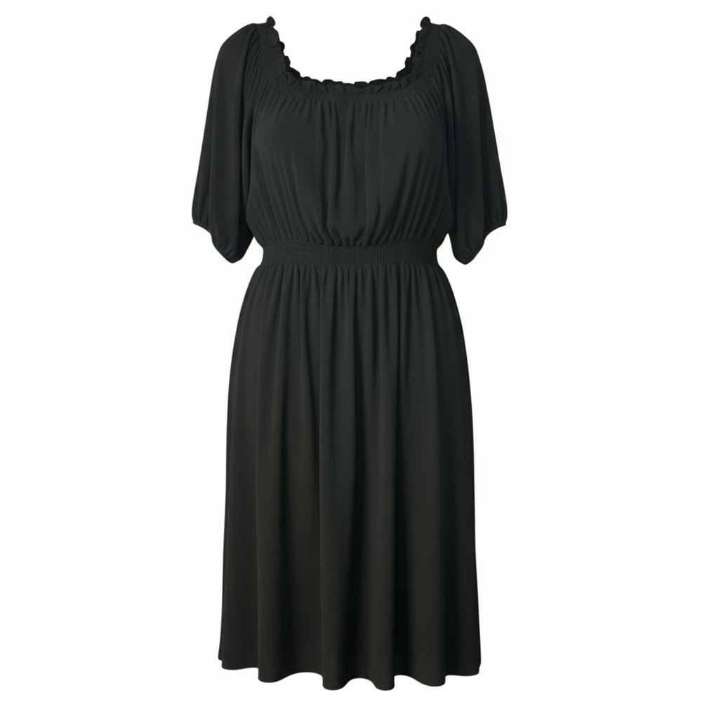 Lane Bryant Black Off-Shoulder Midi Dress - Picture 2 of 4